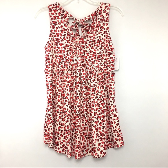 Isabel Maternity Red White Floral V-Neck Tie Back Sleeveless Tank Top XS - Picture 1 of 5